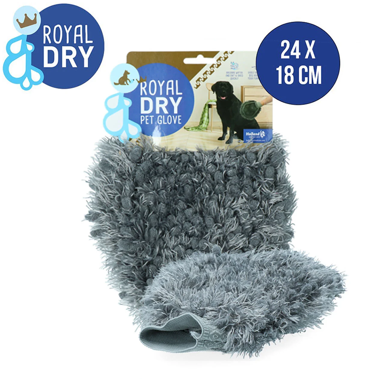 Mikrofaser Bürstenhandschuh für Hunde, 24 x 18 cm – Royal Dry – Bild 2