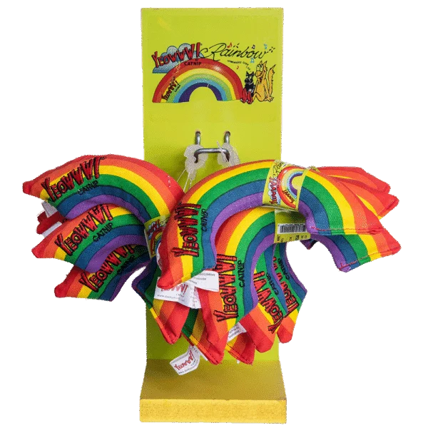 Katzenspielzeug Regenbogen mit Katzenminze, 12 Stück à 15 cm – Yeowww! Rainbow Display