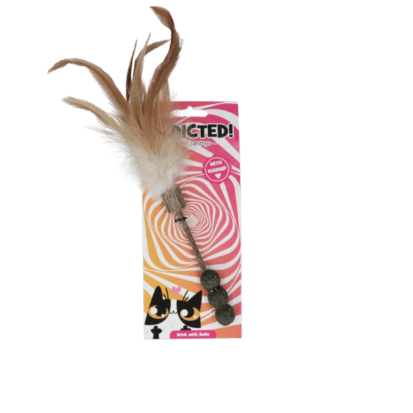 Katzenangel mit Bällen, Federn und MADNIP – Addicted! Stick with Balls & Feathers