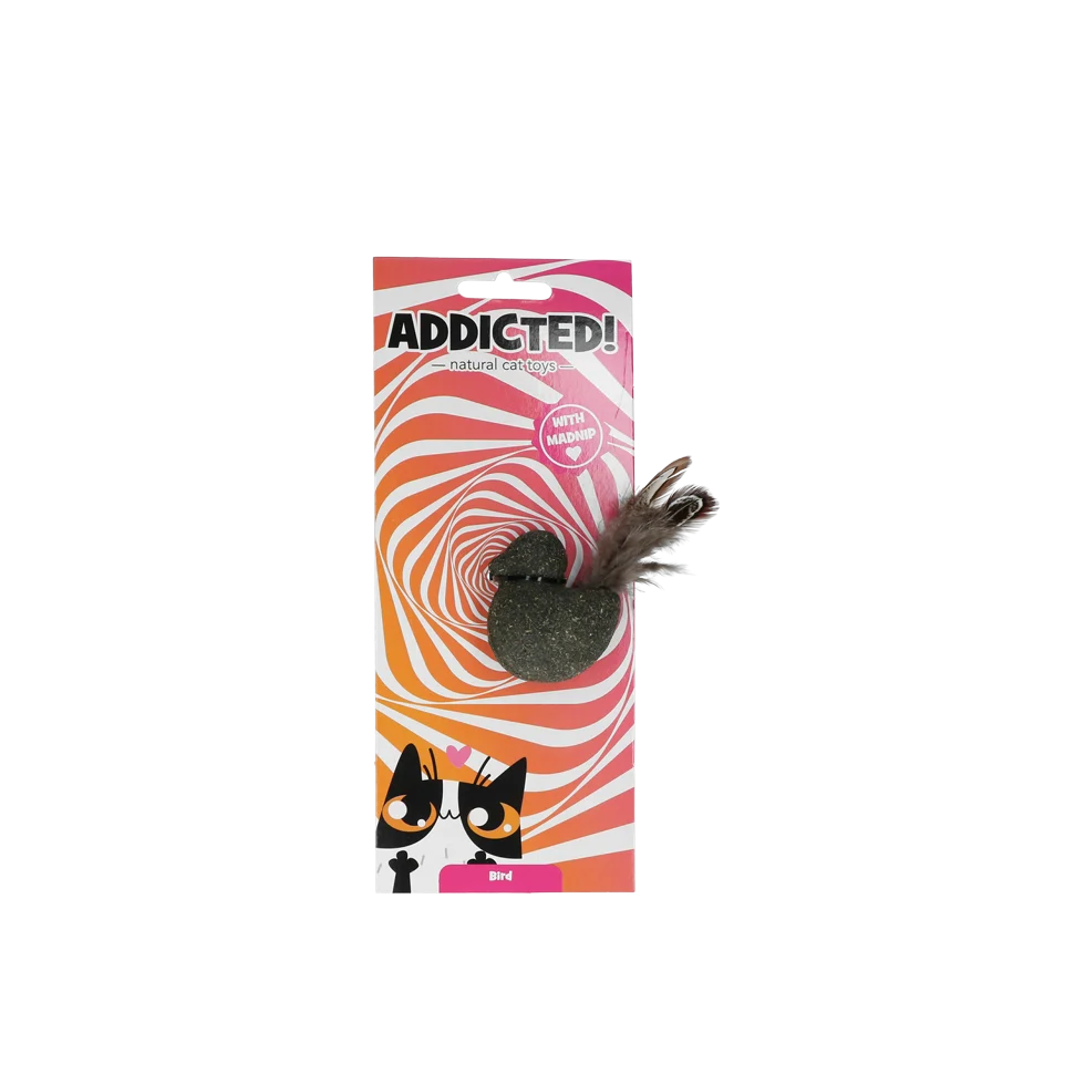 ADDI018.png Katzenspielvogel mit Federn und MADNIP – Addicted! Bird with Feathers – Bild 1