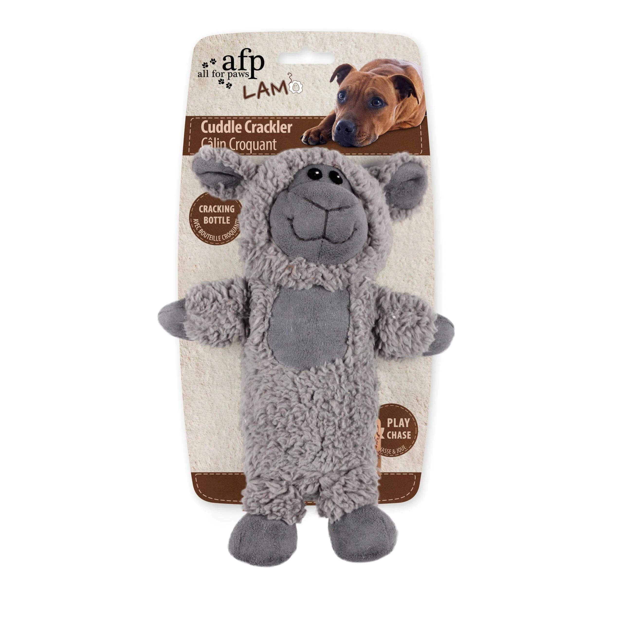 Hundekuscheltier aus Kunstfleece mit knisternder Flasche, 27,5 x 18,5 x 9,7 cm – AFP Lambswool - Cuddle Crackler – Bild 2