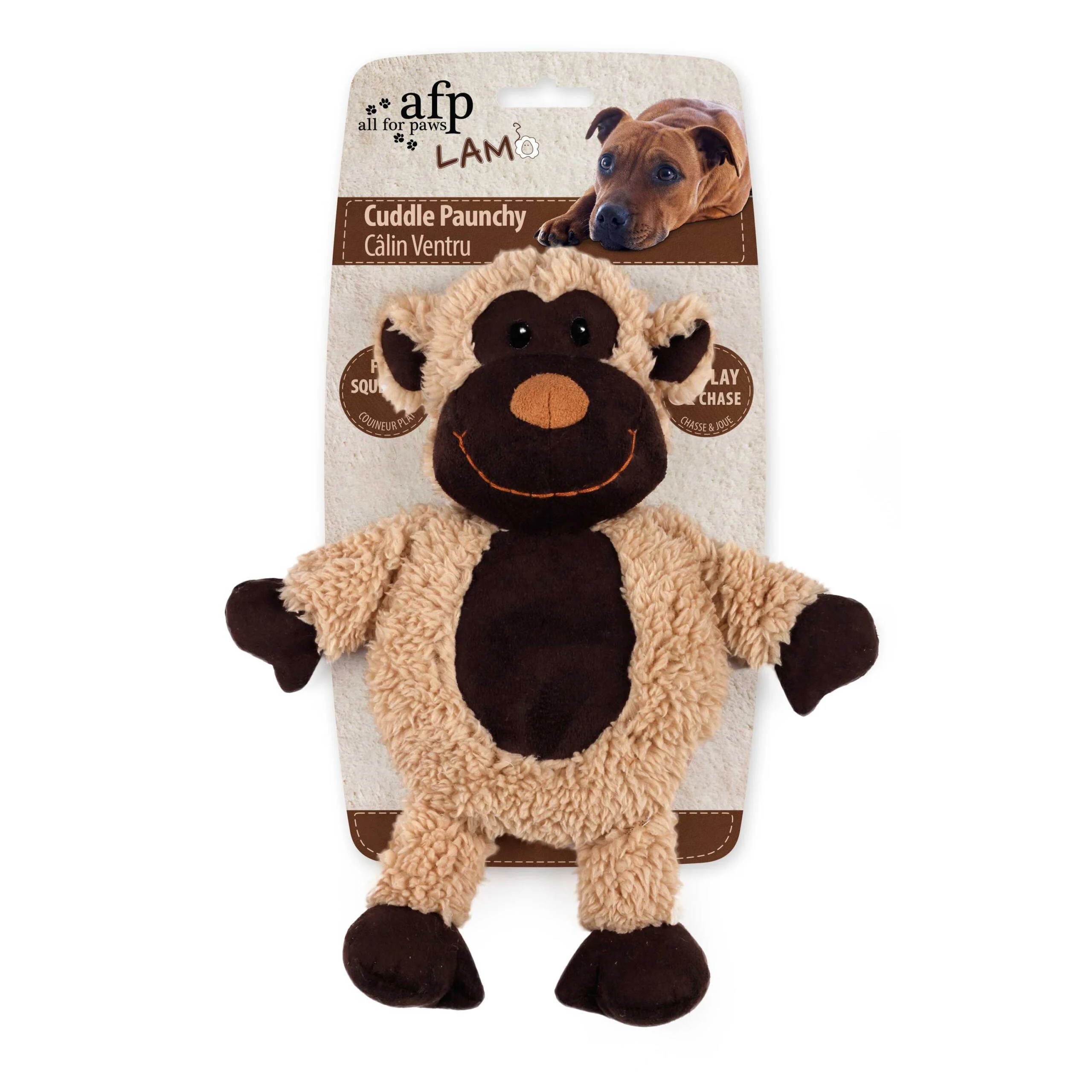 Hundespielzeug aus Kunstfell mit großem Quietscher, 30 x 24 x 8,5 cm – AFP Lambswool - Cuddle Paunchy – Bild 3