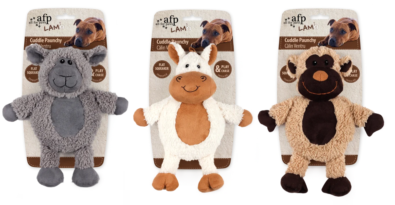 AFPH03102.png Hundespielzeug aus Kunstfell mit großem Quietscher, 30 x 24 x 8,5 cm – AFP Lambswool - Cuddle Paunchy – Bild 1