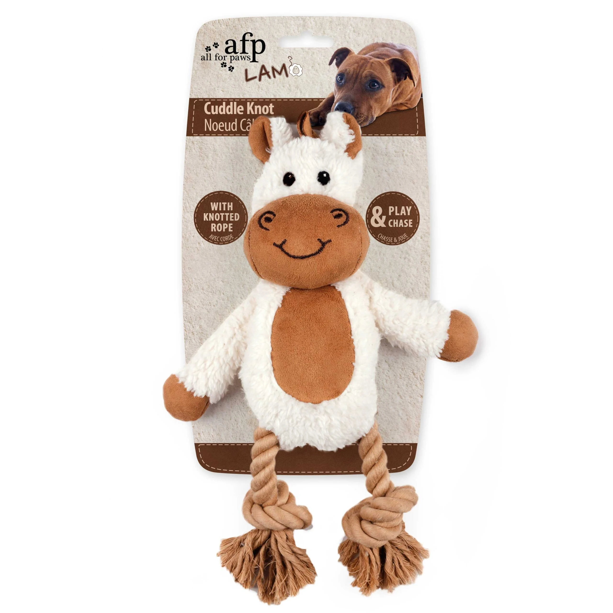 Hundekuscheltier mit Zerrtau und Quietscher – AFP Lambswool - Cuddle Knot – Bild 2