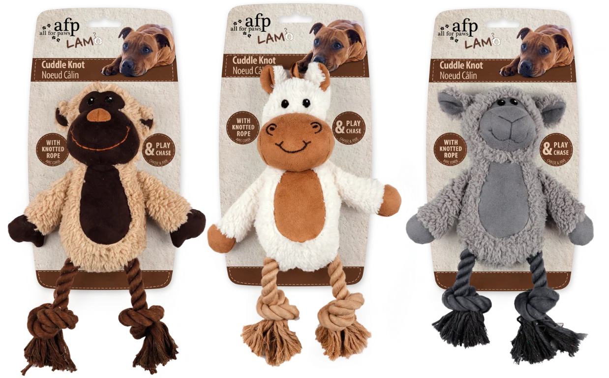 AFPH03109.png Hundekuscheltier mit Zerrtau und Quietscher – AFP Lambswool - Cuddle Knot – Bild 1