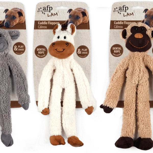 Hundekuscheltier mit Zahnseil und Quietscher, 43 x 16 x 6,5 cm – AFP Lambswool - Cuddle floppers
