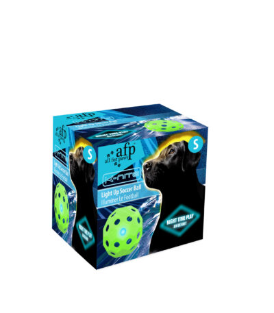 Hunde Fußball mit Blinklicht und Öffnungen – AFP K-Nite Light Up Soccer Ball Medium