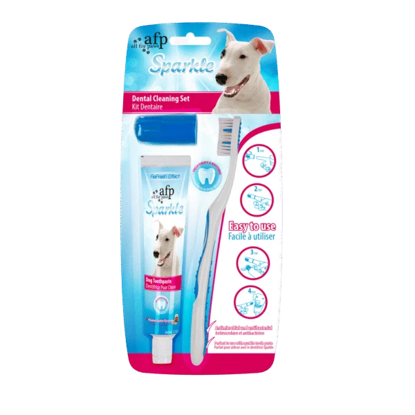 Zahnpflegeset für Hunde mit Zahnbürste und Erdnussbutter-Zahnpasta, 60 g – AFP Sparkle Combo Pack