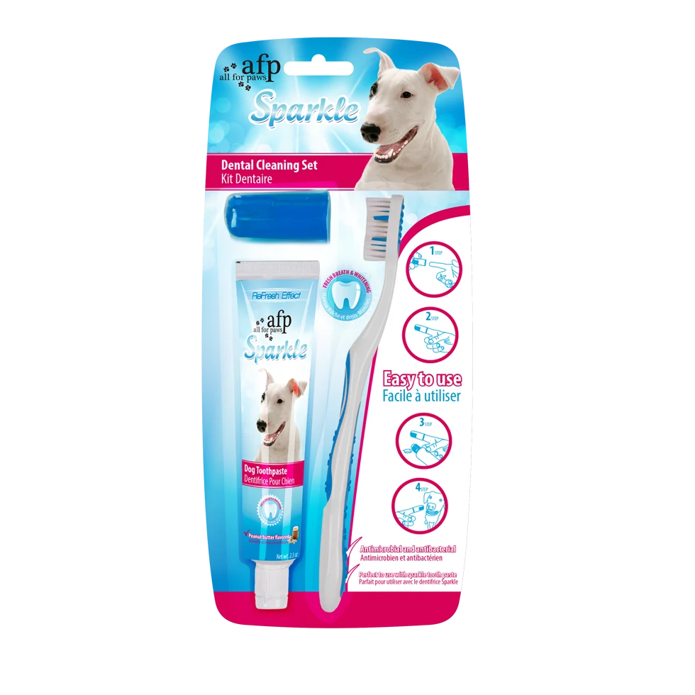 AFPH03354.png Zahnpflegeset für Hunde mit Zahnbürste und Erdnussbutter-Zahnpasta, 60 g – AFP Sparkle Combo Pack – Bild 1