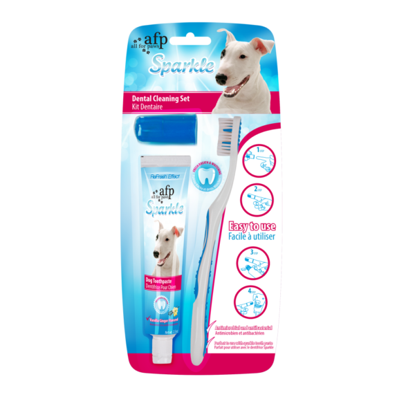 Zahnpflegeset für Hunde mit Zahnbürste und Zahnpasta, 60 g – AFP Sparkle Combo Pack