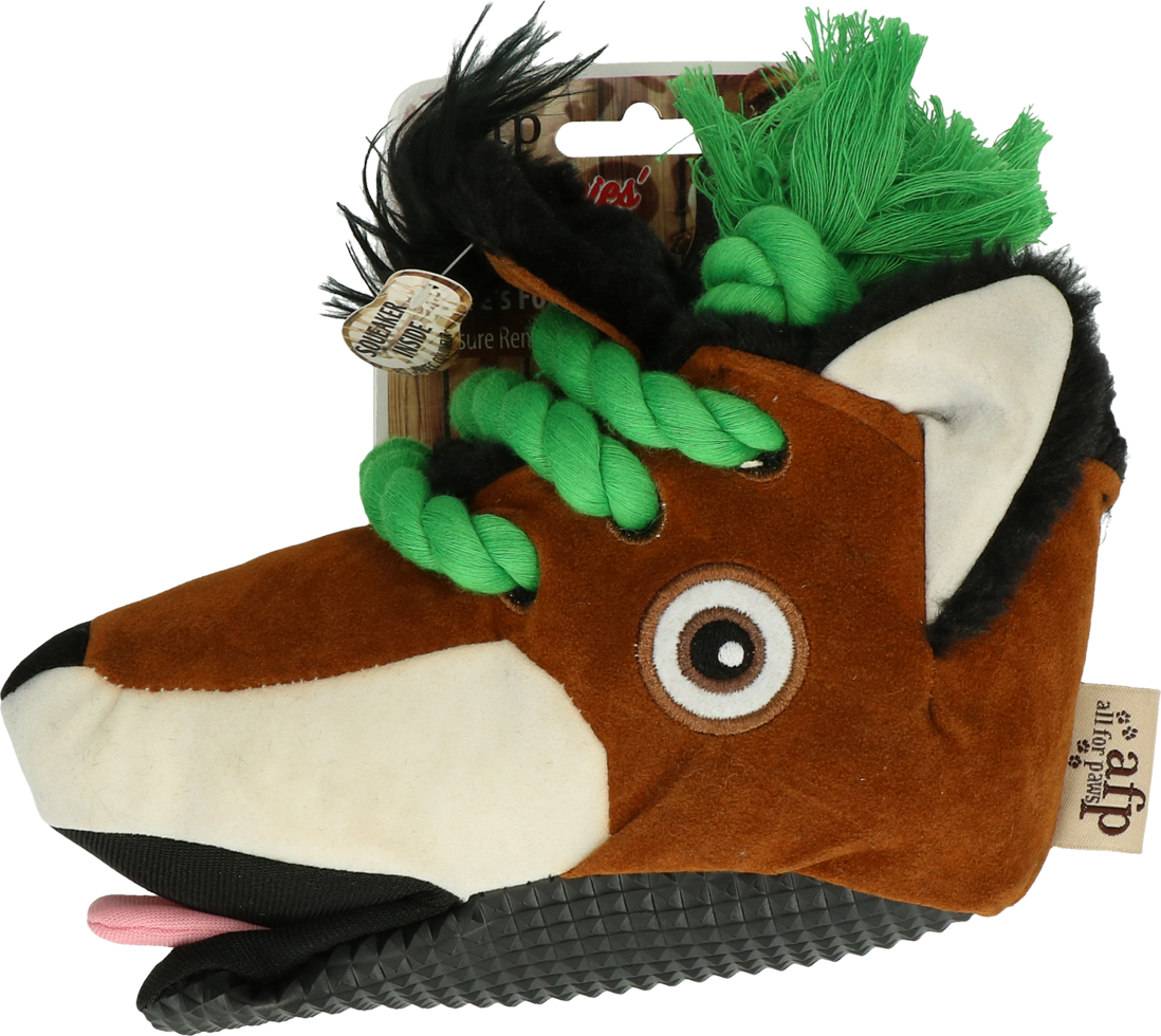 Speelschoen voor Honden met Flostouw en Pieper, 18 x 8 x 16 cm – AFP Doggies' Shoes Vos Spielschuh für Hunde mit Baumwolltau und Quietscher, 18 x 8 x 16 cm – AFP Doggies' Shoes Fuchs