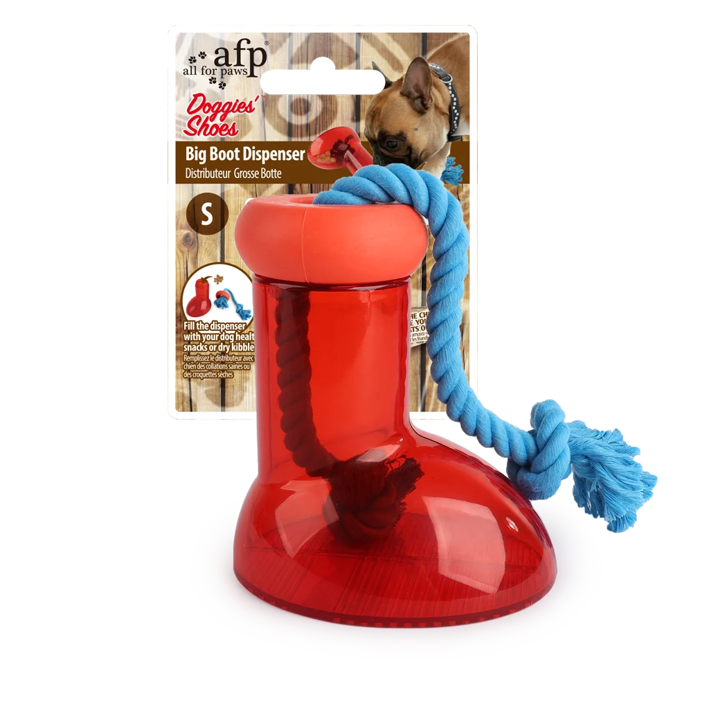 Stiefelförmiger Futterspender für Hunde mit Seil, 10 x 10 cm – AFP Doggies' Shoes Big Boot Dispenser S – Bild 1