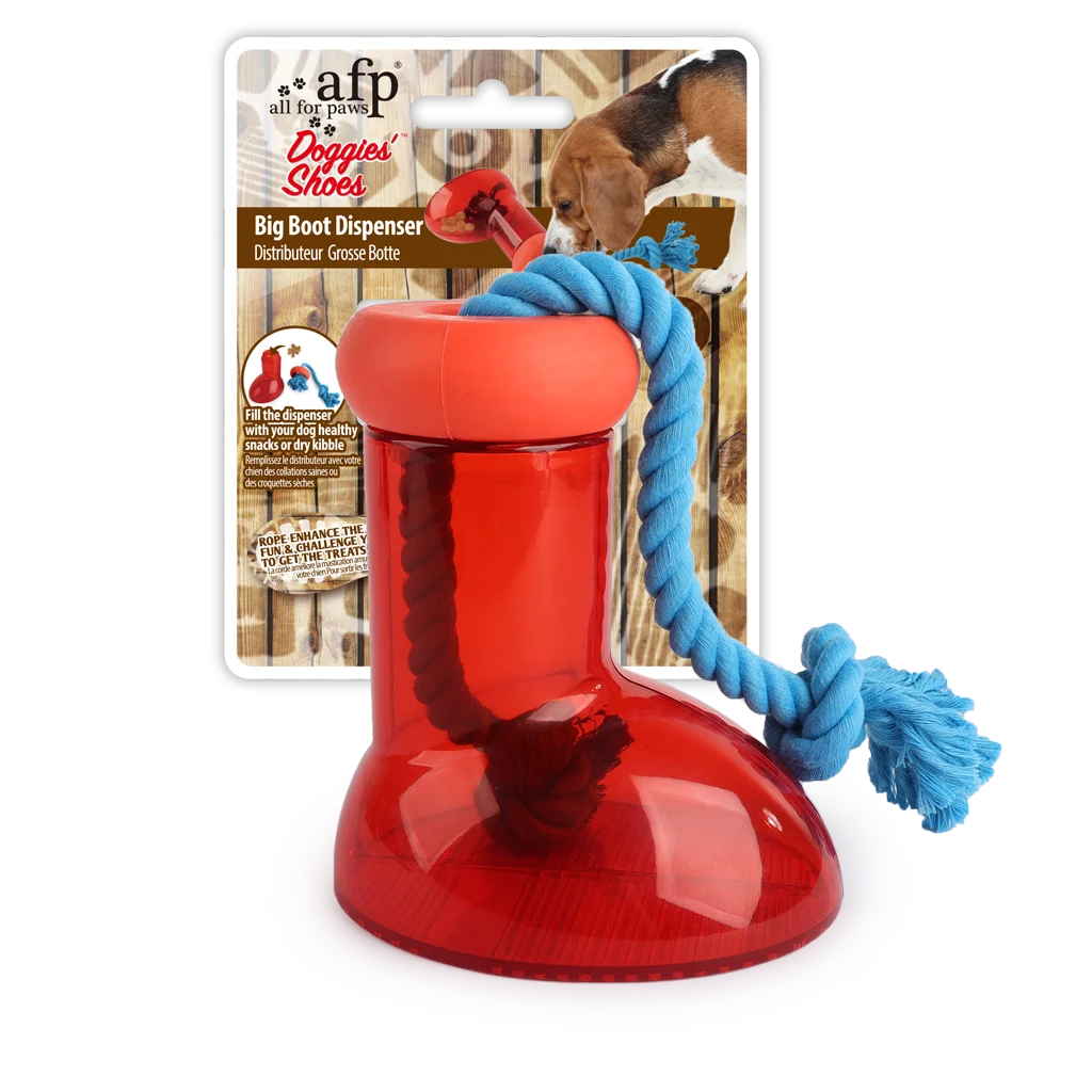 Futterspender für Hunde in Stiefelform mit Seil, 14 x 14 cm – AFP Doggies' Shoes Big Boot Dispenser L – Bild 1