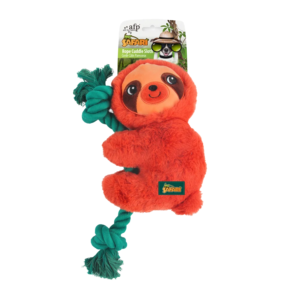 AFPH03720.png Hundespielzeug mit Zergeltau und Quietscher, 31 x 17,5 x 6 cm – AFP Safari Rope Cuddle Faultier – Bild 1
