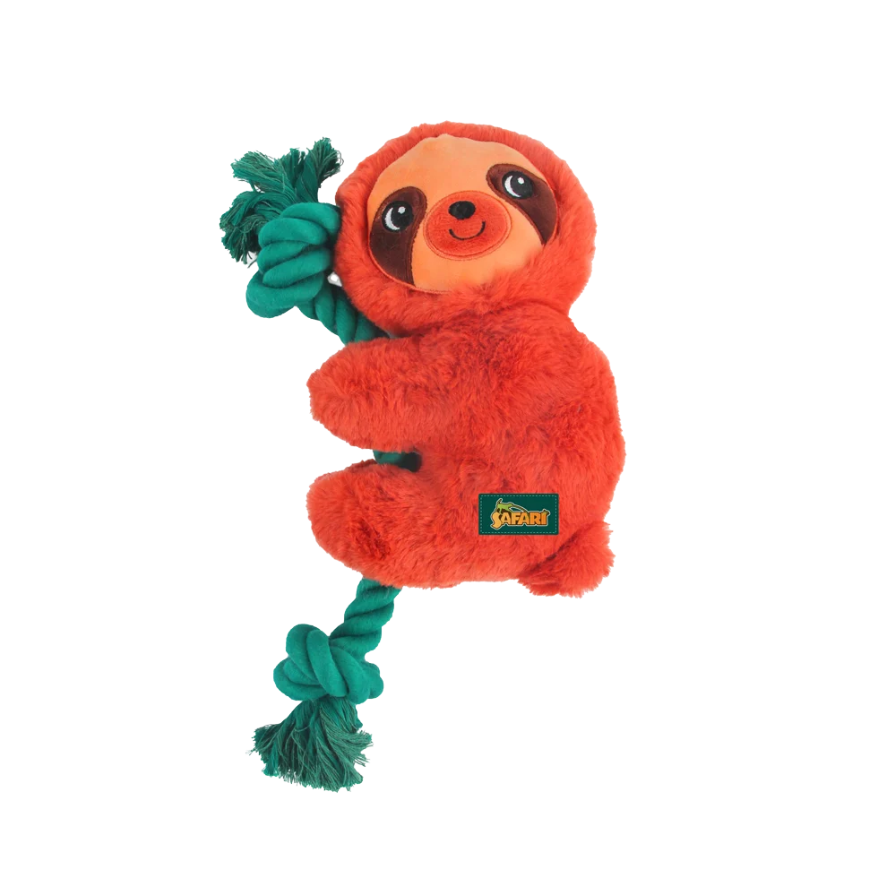 Hundespielzeug mit Zergeltau und Quietscher, 31 x 17,5 x 6 cm – AFP Safari Rope Cuddle Faultier – Bild 3