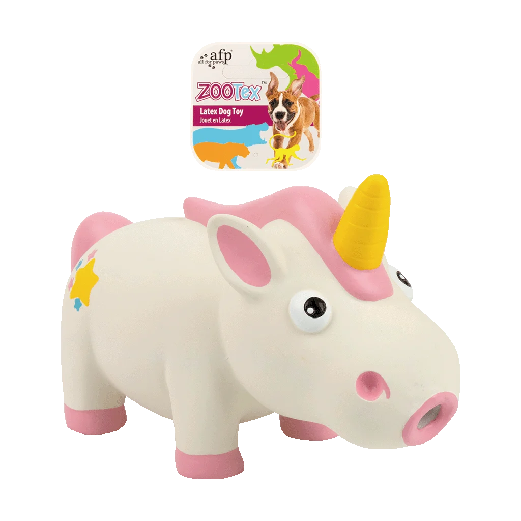 AFPH03784.png Latex Hundespielzeug mit Quietscher, Größe S – AFP ZooTex Peneloppe the Unicorn – Bild 1