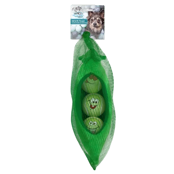 Hundeballset in Erbsenschote, 3 Bälle mit Quietscher, ø 6,3 cm – AFP Meta Ball Ball Set w/ Pee Pod