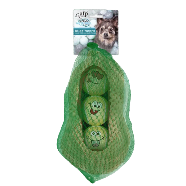 Hundeballset in Erdnussschote, 3 Bälle mit Quietscher, ø 6,3 cm – AFP Meta Ball Ball Set w/ Peanut pod