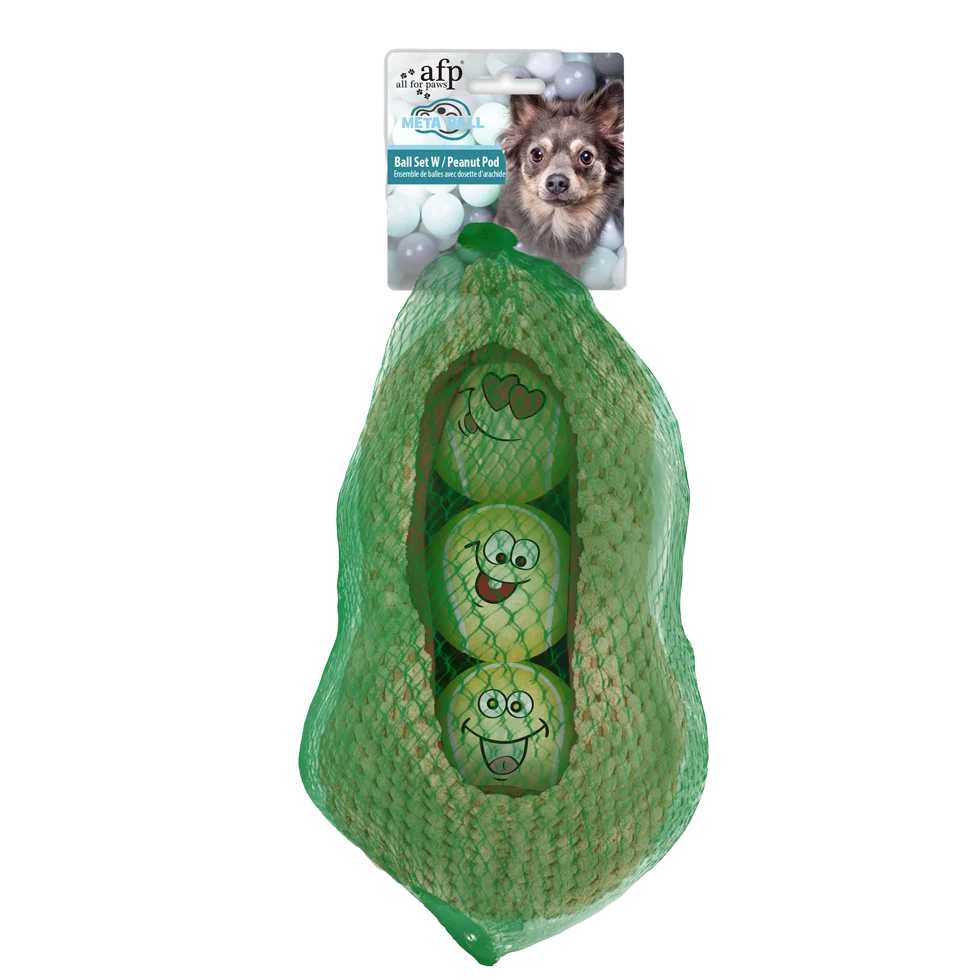 Hundeballset in Erdnussschote, 3 Bälle mit Quietscher, ø 6,3 cm – AFP Meta Ball Ball Set w/ Peanut pod – Bild 1