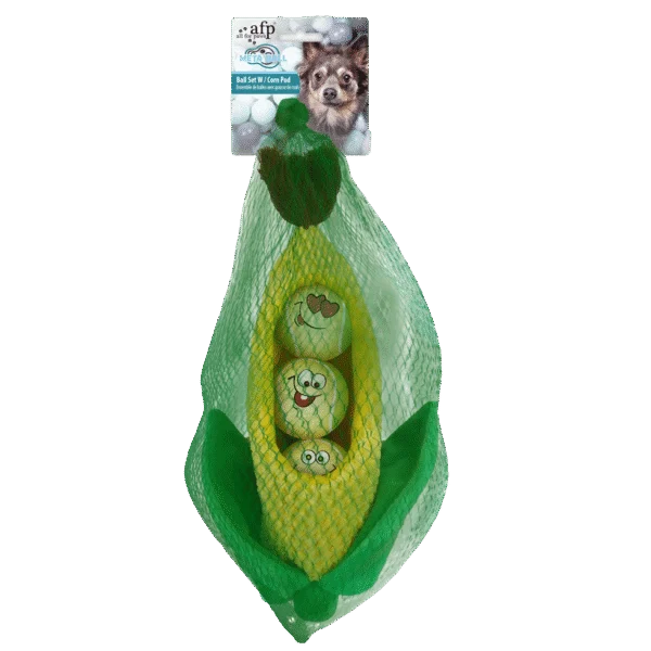 Hunde Ballset in Maiskolben, 3 Bälle mit Quietscher, ø 6,3 cm – AFP Meta Ball Ball Set w/ Corn Pod