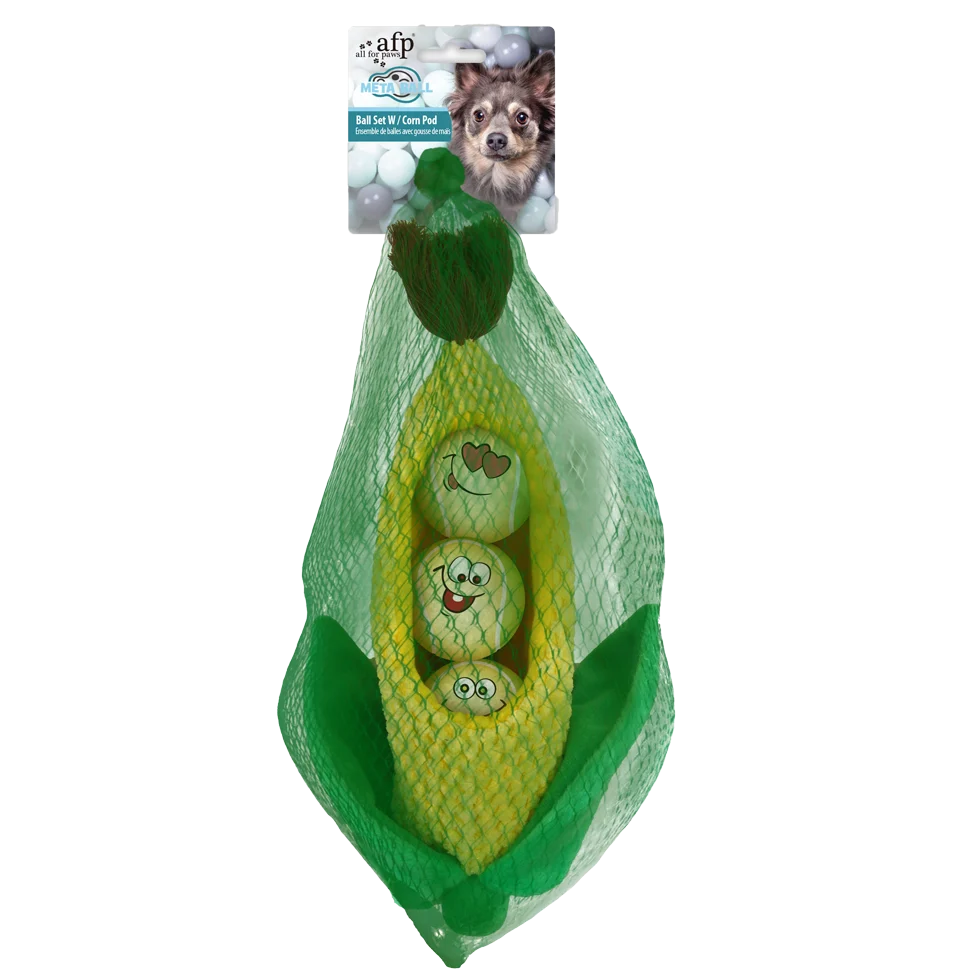 Hunde Ballset in Maiskolben, 3 Bälle mit Quietscher, ø 6,3 cm – AFP Meta Ball Ball Set w/ Corn Pod – Bild 1