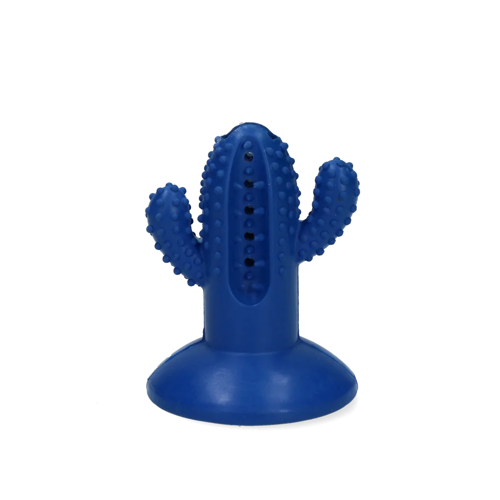 Kauspielzeug aus Gummi, Kaktus mit Saugnapf, S Blau, 6,4 x 8,4 x 6,5 cm – AFP Dental Chews - Dental Cactus – Bild 2