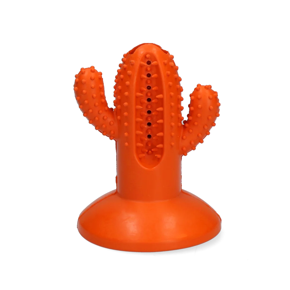 Kauspielzeug aus Gummi, Kaktus mit Saugnapf, M, Orange, 9,4 x 12,3 x 9,5 cm – AFP Dental Chews - Dental Cactus – Bild 2