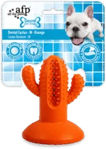 Kauspielzeug aus Gummi, Kaktus mit Saugnapf, M, Orange, 9,4 x 12,3 x 9,5 cm – AFP Dental Chews - Dental Cactus