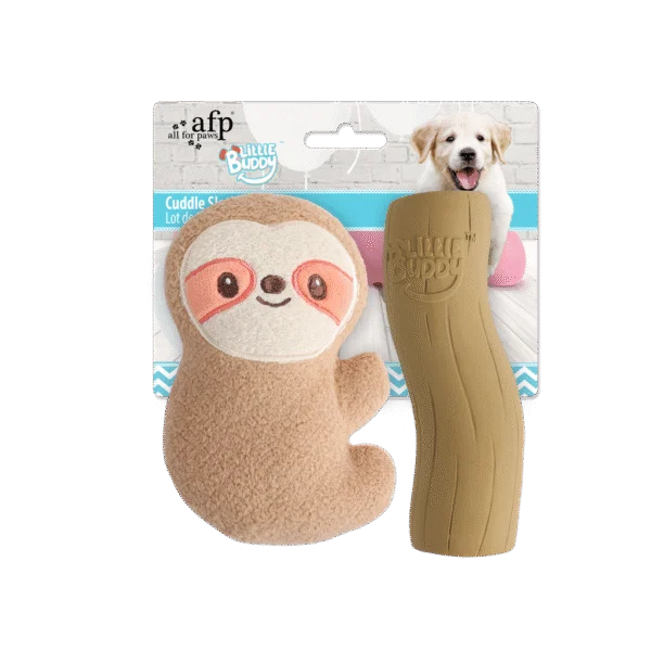 Welpenspielzeugset mit Kuscheltier und Quietschern, 2 Stück – AFP Little Buddy 2-Pack Toy Cuddle Sloth