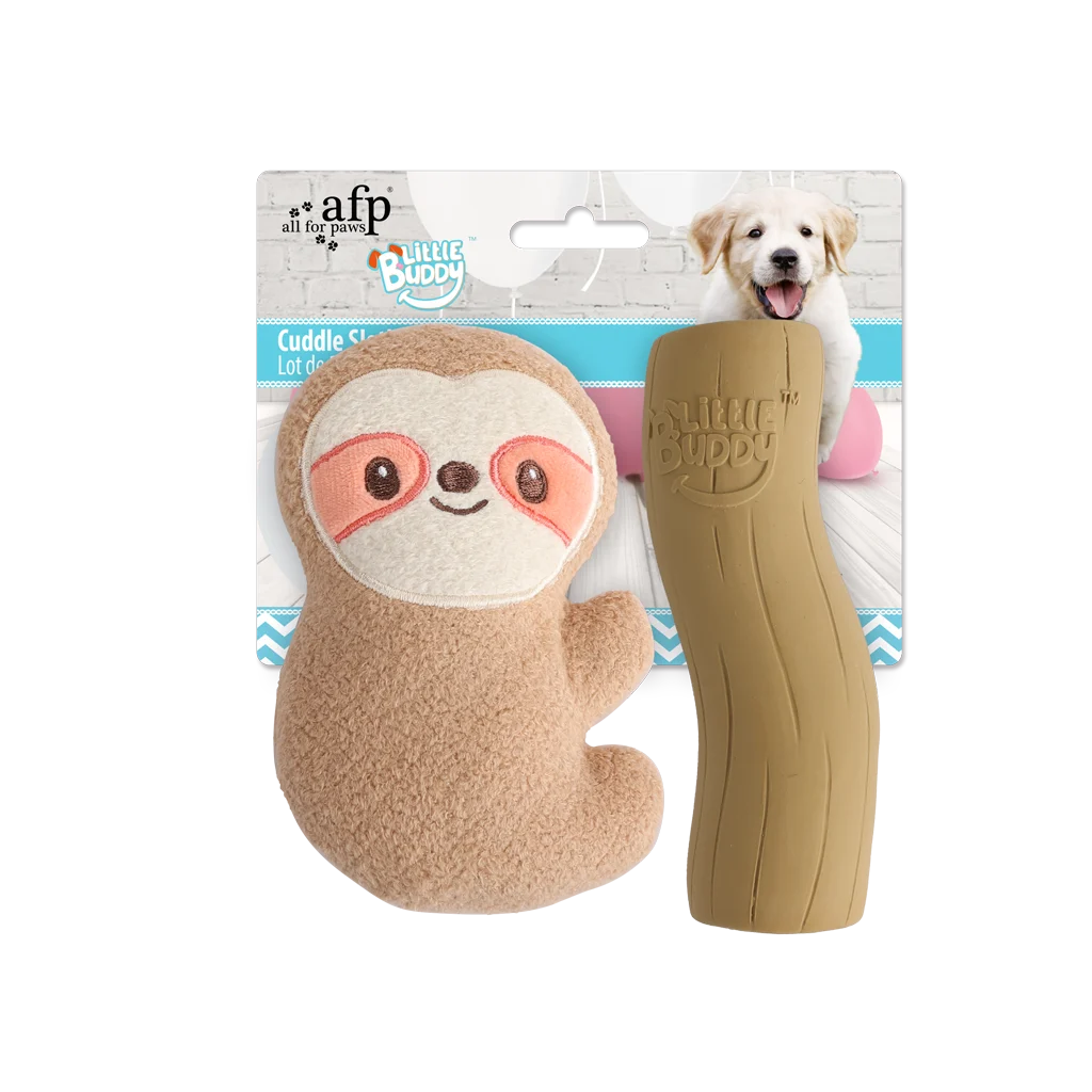 Welpenspielzeugset mit Kuscheltier und Quietschern, 2 Stück – AFP Little Buddy 2-Pack Toy Cuddle Sloth – Bild 1
