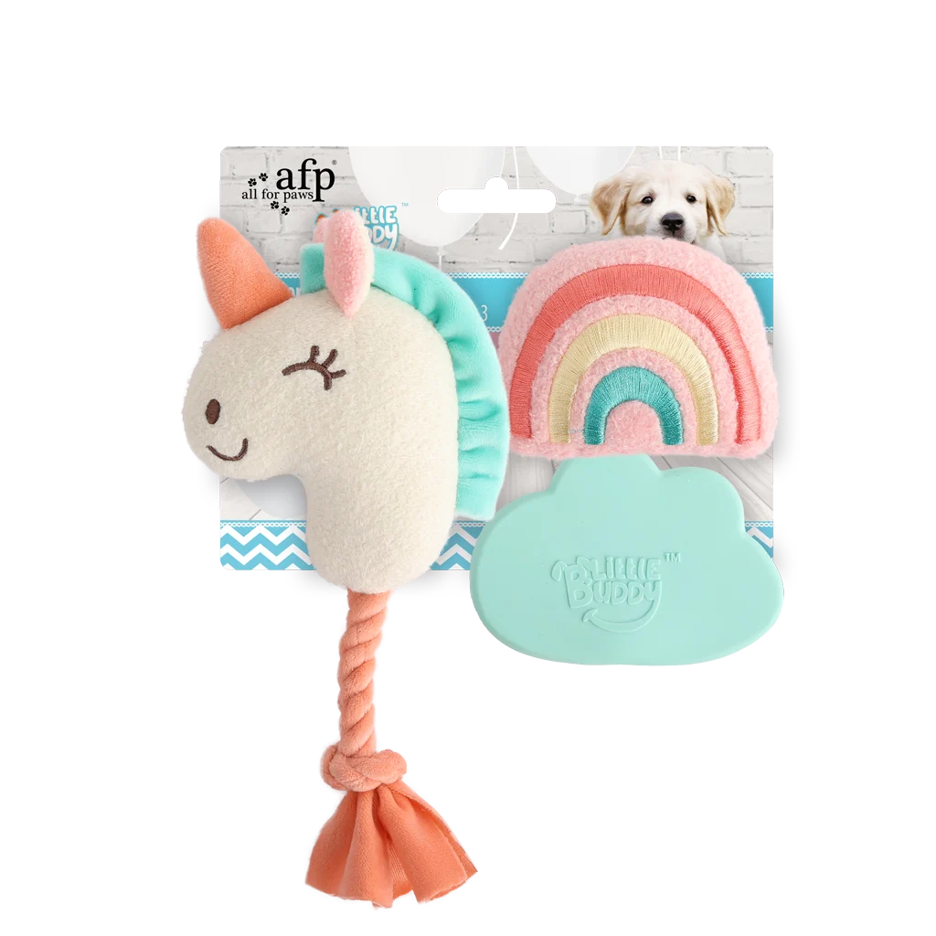 Welpen Spielzeugset mit 2 Kuscheltieren und Quietschern, 3 Teile – AFP Little Buddy 3-Pack Toy Wonderland – Bild 1