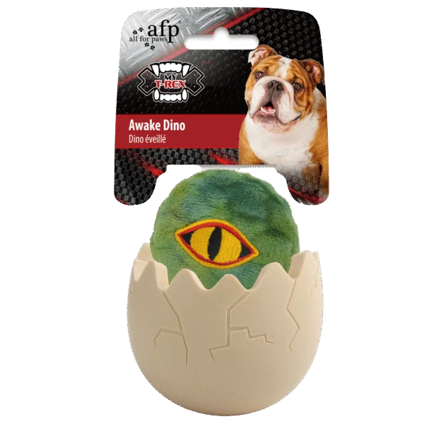 Hundespielzeug mit Platz für Leckerlis, 8 x 8 x 10,3 cm – AFP My T-Rex Awake Dino