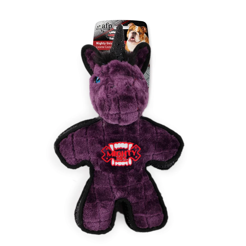 AFPH04353.png Hundekuscheltier mit Quietscher und gummiartigem Rand, ca. 24 cm – AFP My T-Rex Mighty Einhorn – Bild 1