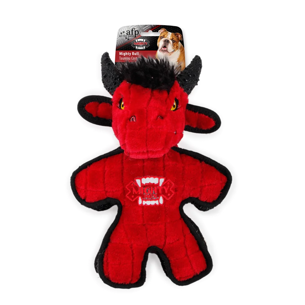 AFPH04355.png Hundekuscheltier mit Quietscher und gummiartigem Rand, ca. 24 cm – AFP My T-Rex Mighty Stier – Bild 1