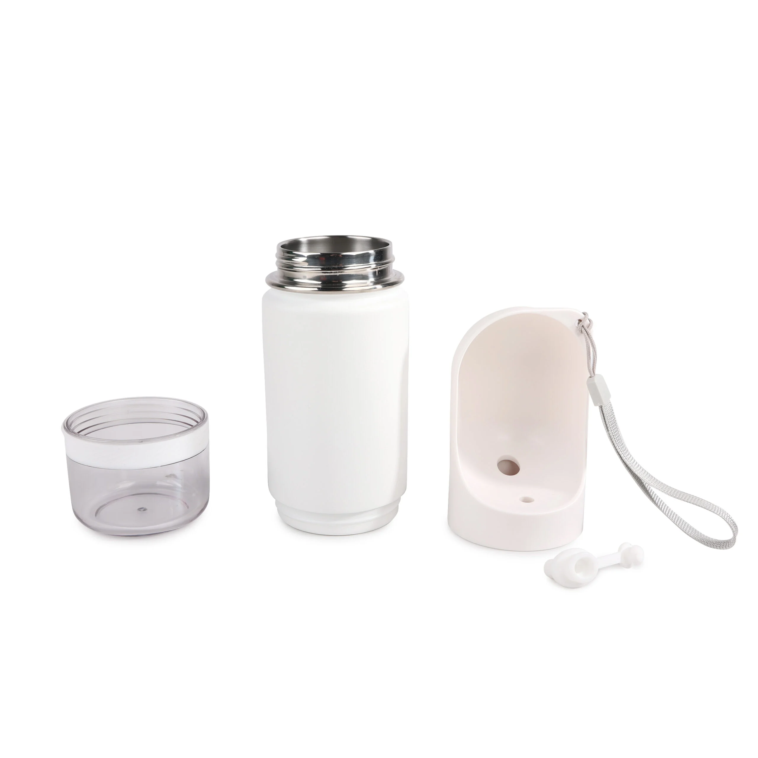 Trinkflasche für Hunde mit Trinknapf und Snackbehälter, 414 ml – AFP 2 In 1 Stainless Drinking Bottle – Bild 2