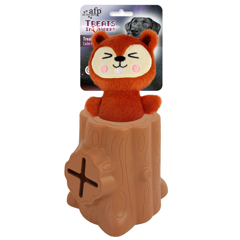 AFPH05925.png Gummispielzeug mit Kuscheltier, Eichhörnchen, 6,5 x 8 x 13,2 cm – AFP Treats In "V" Hiders - Tree-Hider – Bild 1