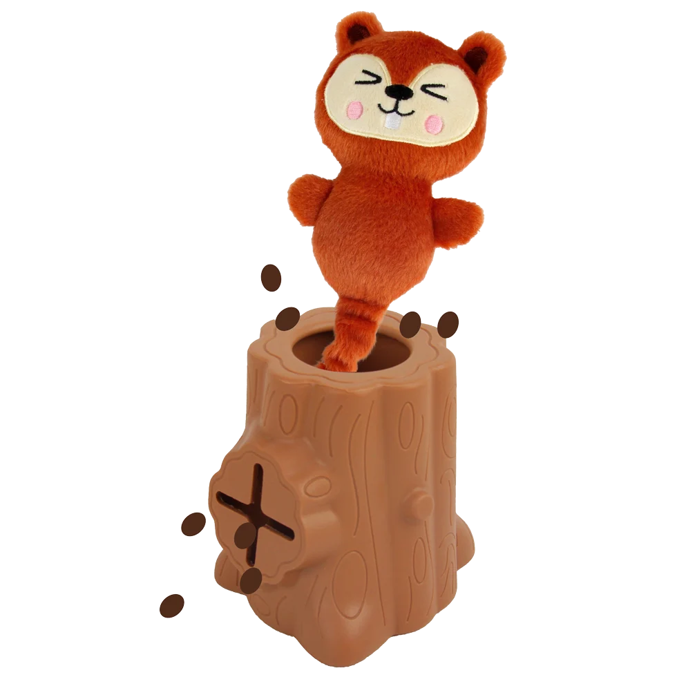Gummispielzeug mit Kuscheltier, Eichhörnchen, 6,5 x 8 x 13,2 cm – AFP Treats In "V" Hiders - Tree-Hider – Bild 2
