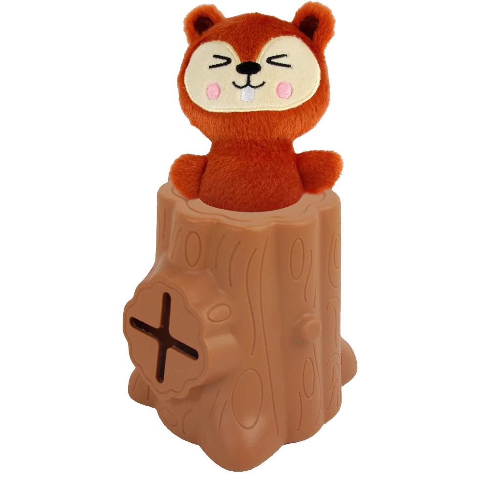 Gummispielzeug mit Kuscheltier, Eichhörnchen, 6,5 x 8 x 13,2 cm – AFP Treats In "V" Hiders - Tree-Hider – Bild 3