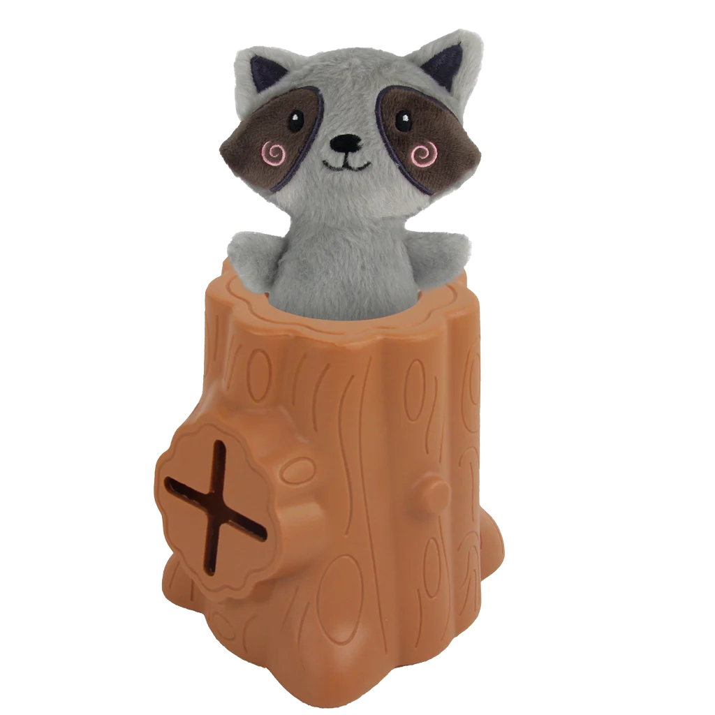 Gummispielzeug mit Kuscheltier, Waschbär, 6,5 x 8 x 13,2 cm – AFP Treats In "V" Hiders - Tree-Hider – Bild 4