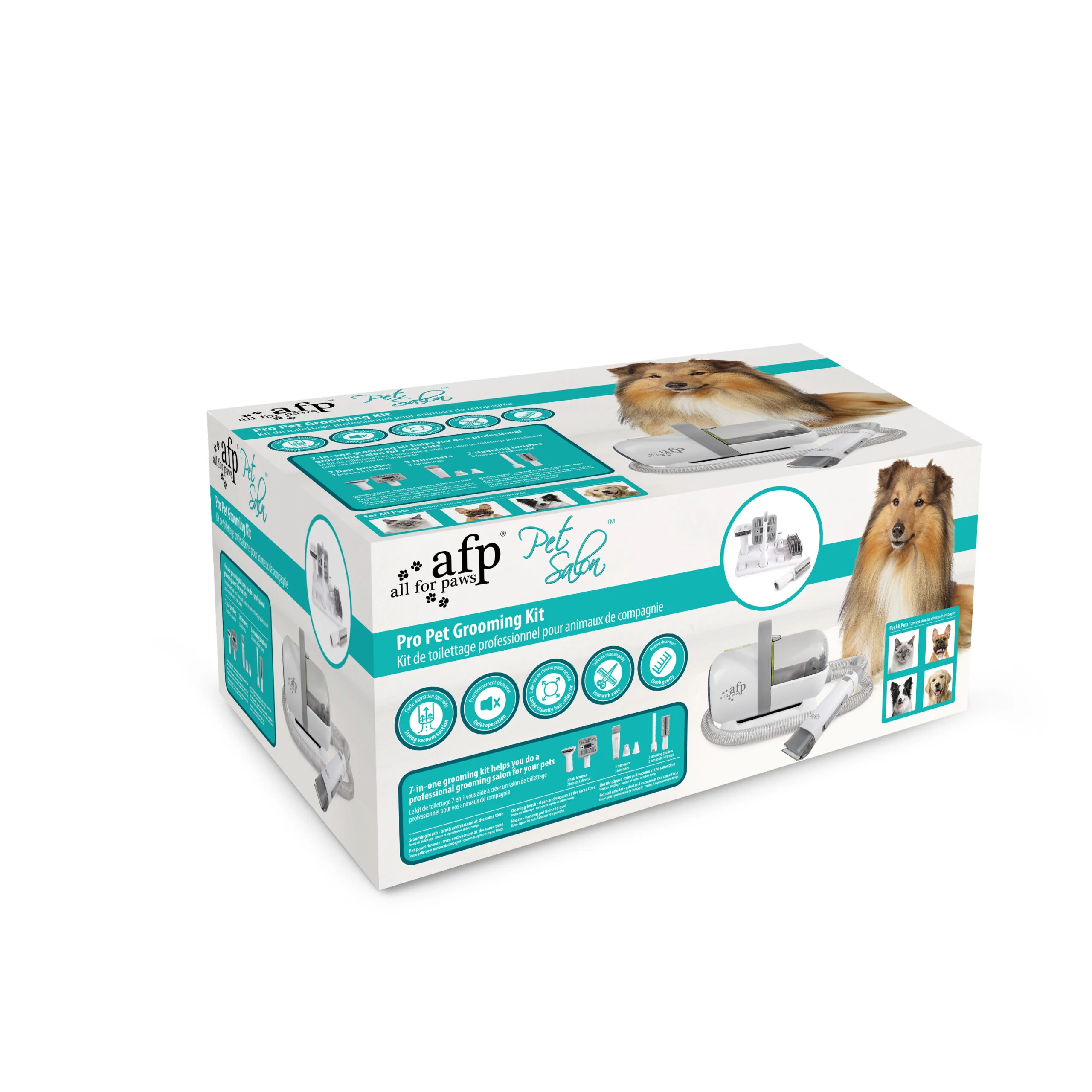 Hundeschermaschine mit Absaugfunktion, 7 Aufsätze – AFP Pro Pet Grooming Kit – Bild 3