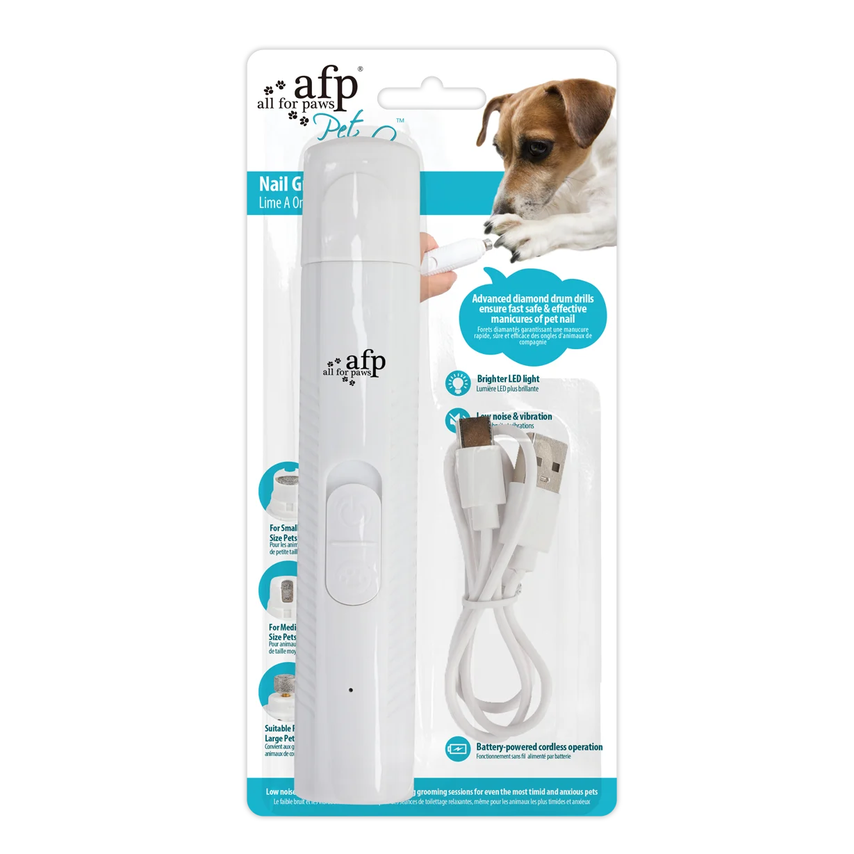 AFPH07716.png Batteriebetriebener Krallenschleifer für Haustiere mit 2 Schutzkappen – AFP Pet Salon Nail Grinder – Bild 1