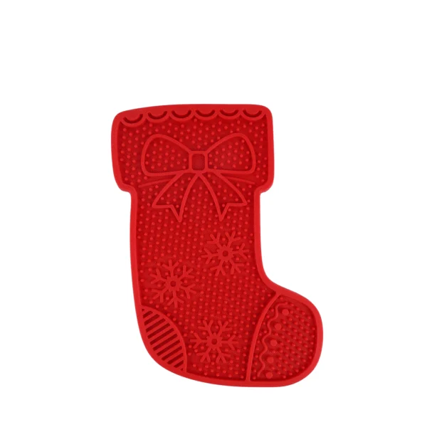 Leckmatte in Form eines Weihnachtsstrumpfs – AFP Happy Holidays Leckmatte Weihnachtsstrumpf