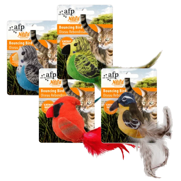 Katzenspielzeug Vogel mit Katzenminze und Federn, 20 cm – AFP Natural Instincts Bouncing Bird