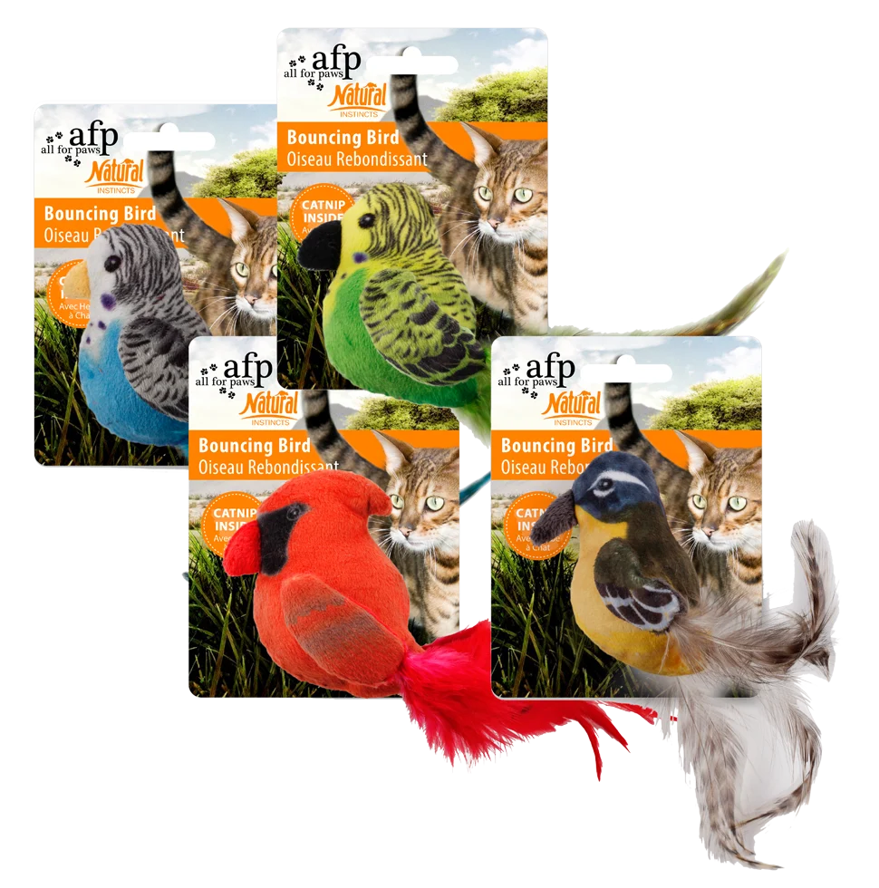 Katzenspielzeug Vogel mit Katzenminze und Federn, 20 cm – AFP Natural Instincts Bouncing Bird – Bild 1