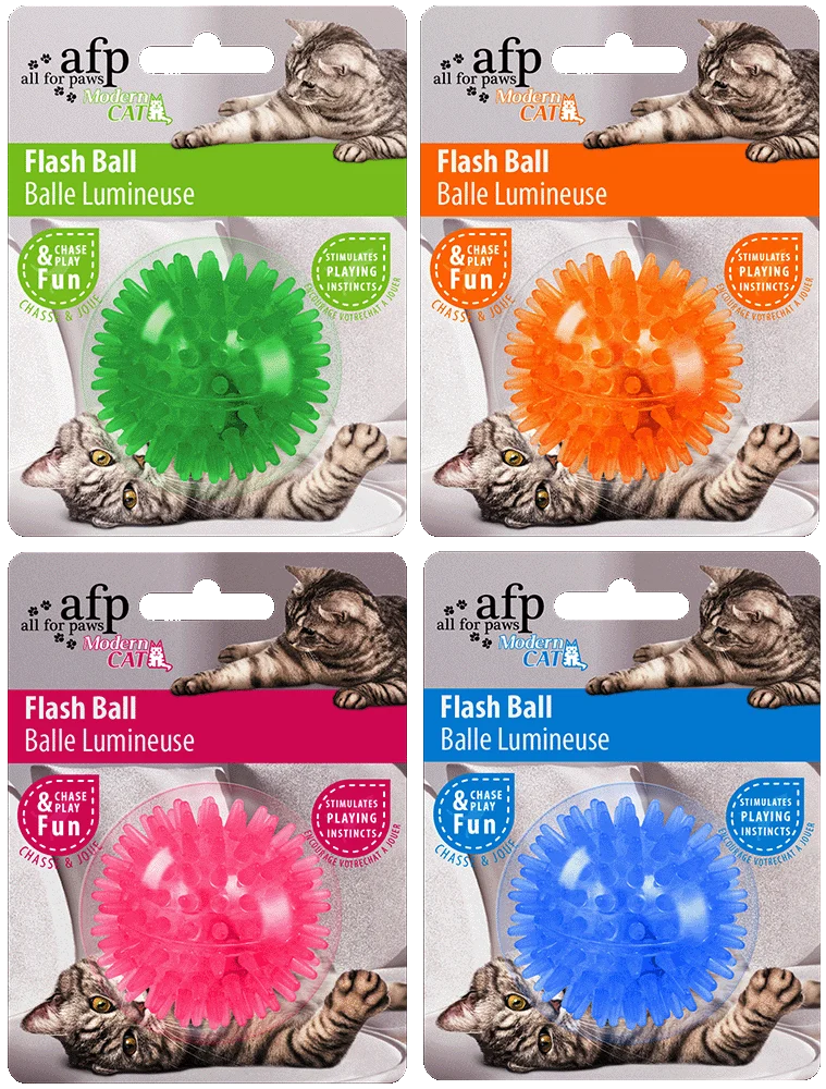 AFPK02087GROEP.png Katzenball aus Gummi, blinkt bei Bewegung, 5 cm – AFP Modern Cat Flash Ball – Bild 1