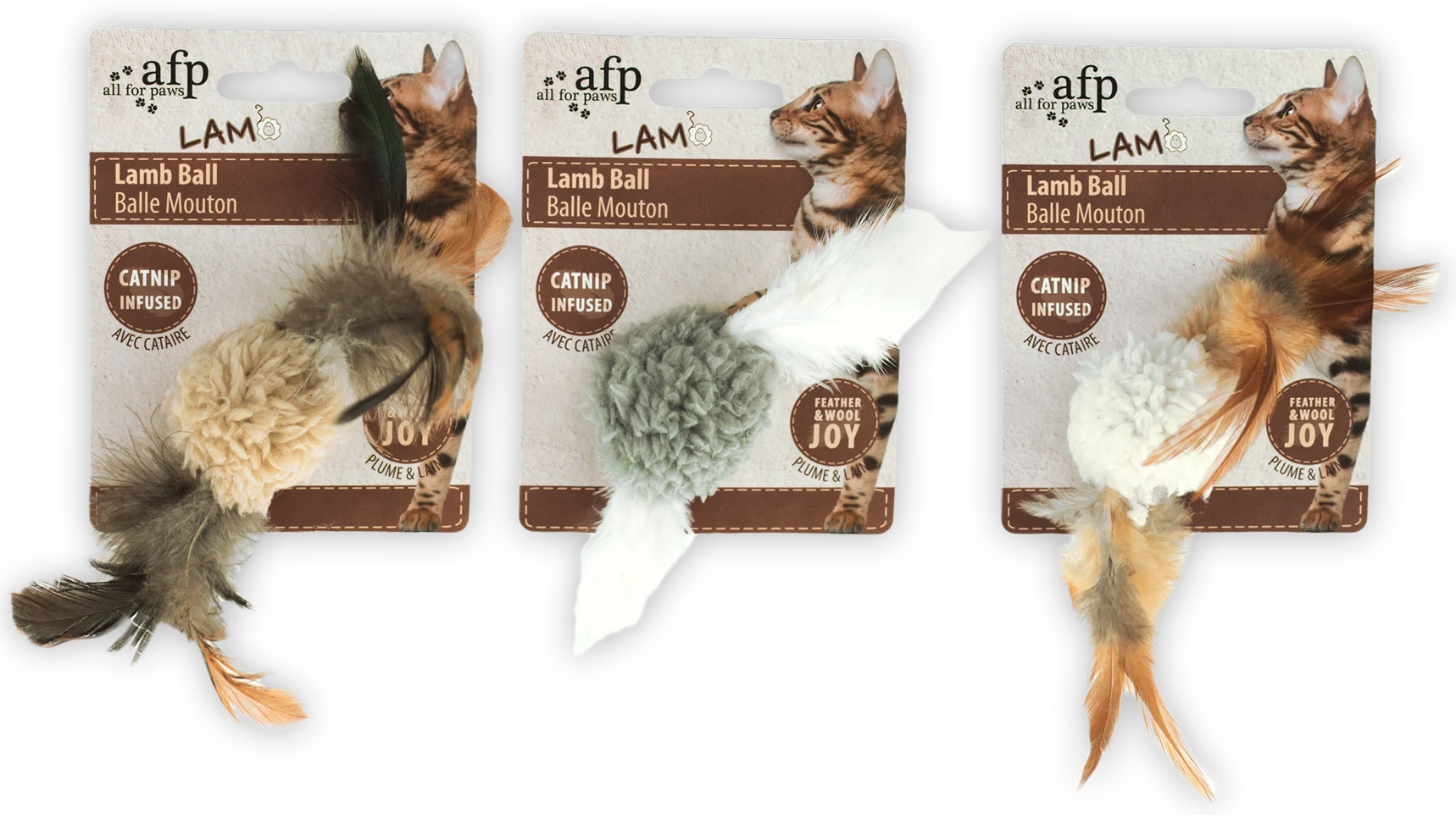 AFPK02100.png Katzenball mit Katzenminze und Vogelgeräusch, 5 x 5 x 3 cm – AFP Lambswool Lamb Ball – Bild 1