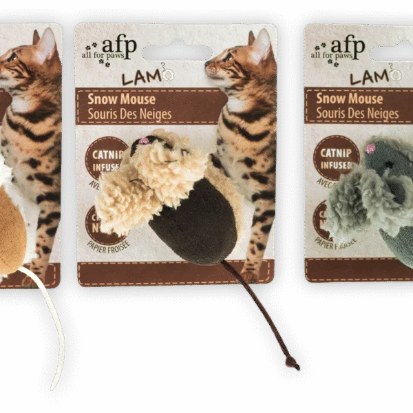 Spielmäuse mit Catnip, 3 Stück – AFP Lambswool Snow Mouse