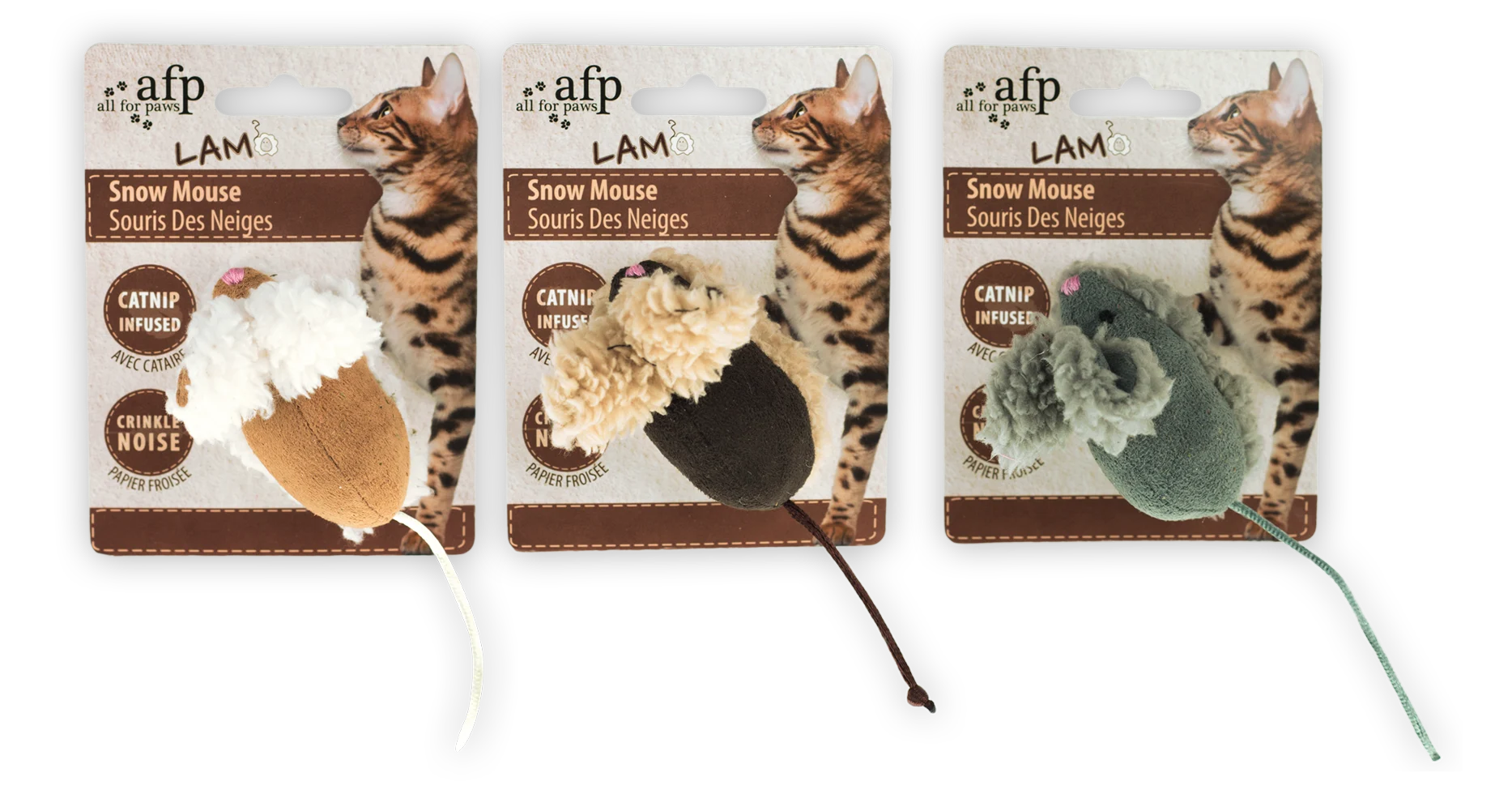 Spielmäuse mit Catnip, 3 Stück – AFP Lambswool Snow Mouse – Bild 1
