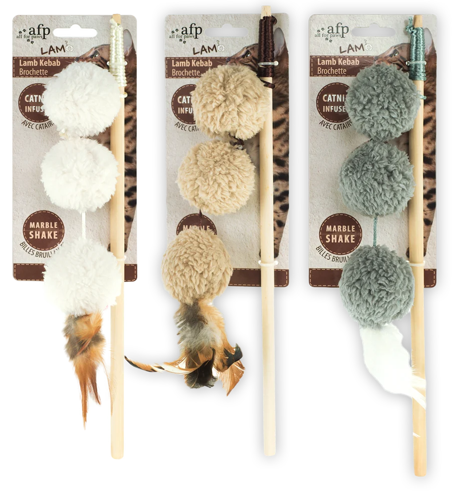 Katzenangel mit 3 Bällen und Katzenminze, 64 cm – AFP Lambswool Lamb Kebab – Bild 1