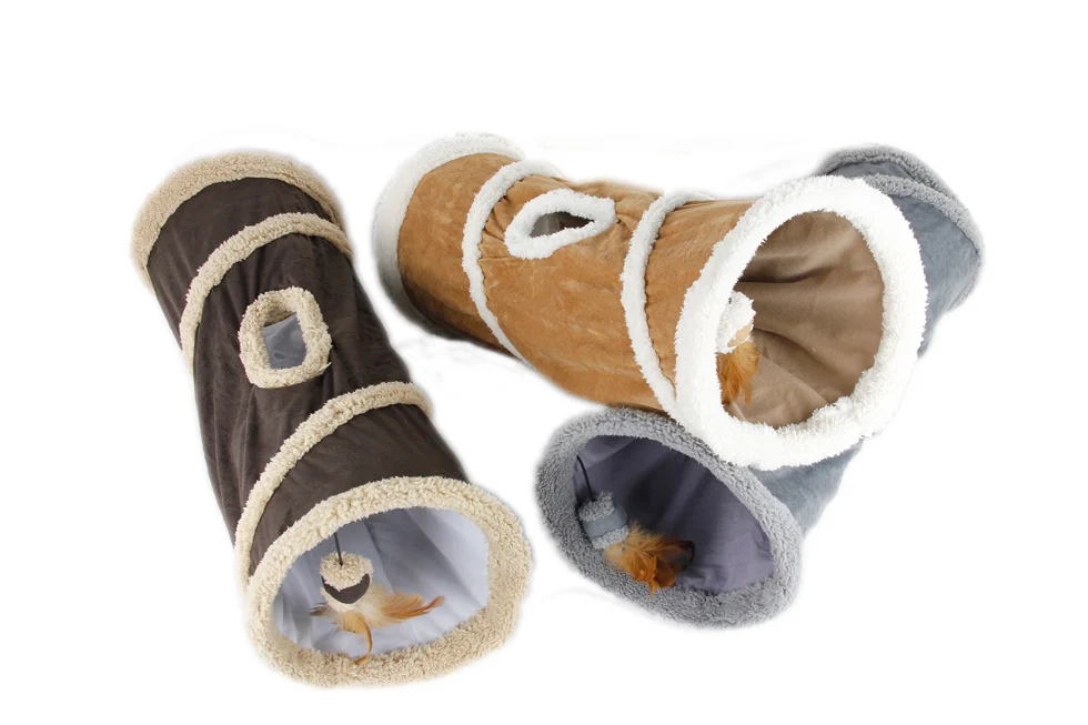 Katzentunnel aus Lammwolle mit Öffnung an der Oberseite, 62 x 26 cm – AFP Lambswool - Find Me Cat Tunnel – Bild 2